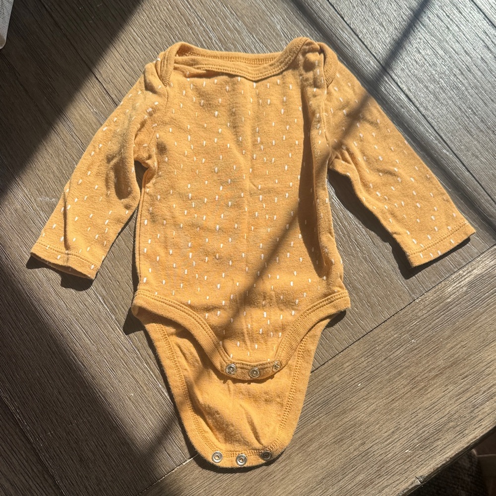 cloud island Mustard Yellow Long-Sleeve Baby Bodysuit with Dot Print